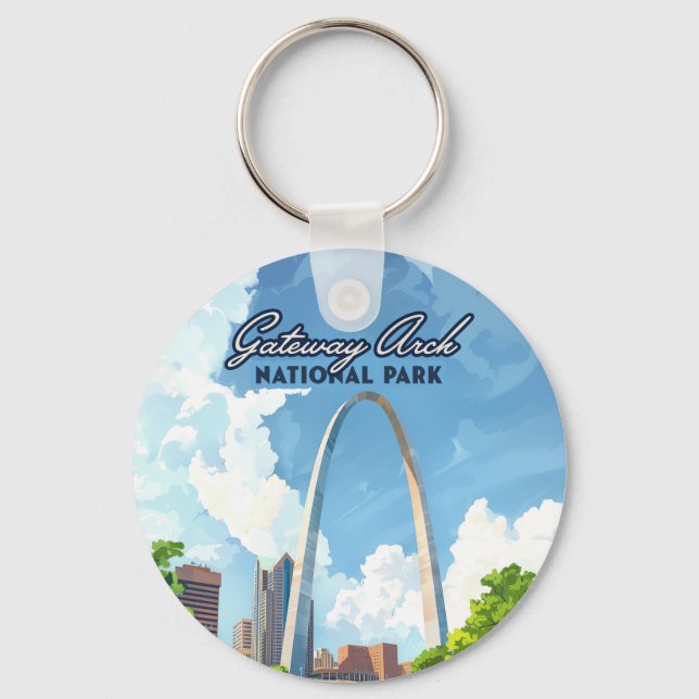 Gateway Arch National Park Missouri St Louis Retro Schlüsselanhänger (Vorderseite)
