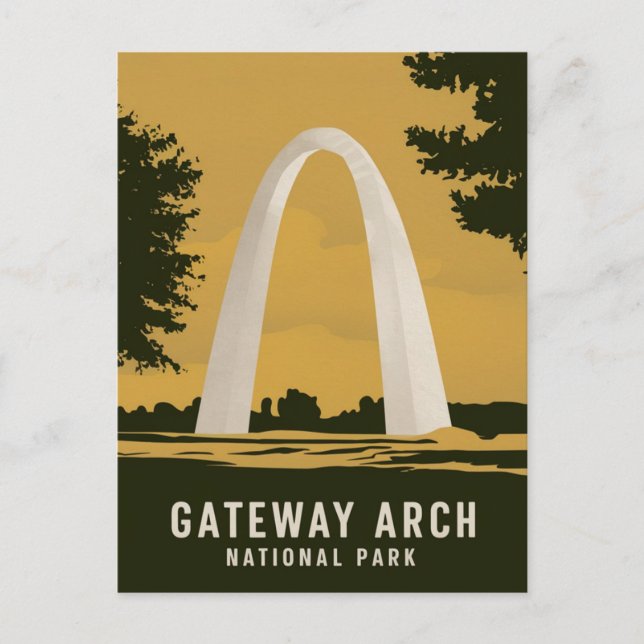 Gateway Arch Nationalpark Retro Art Feiertagspostkarte (Vorderseite)