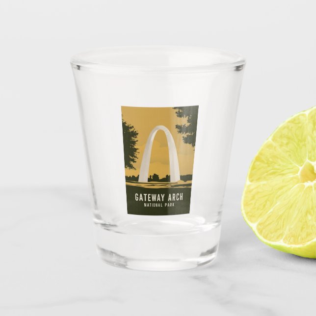 Gateway Arch Nationalpark Retro Art Schnapsglas (Vorderseite)