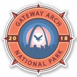 Gateway Arch Nationalpark Retro Kompass Emblem Aufkleber