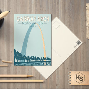 Gateway Arch Nationalpark Vintag Postkarte