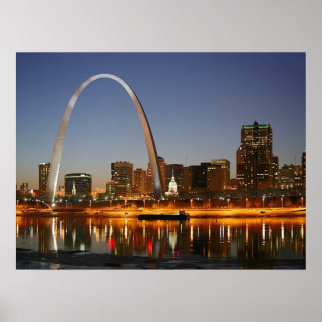 Gateway Arch St. Louis Mississippi bei Nacht Poster (Vorne)
