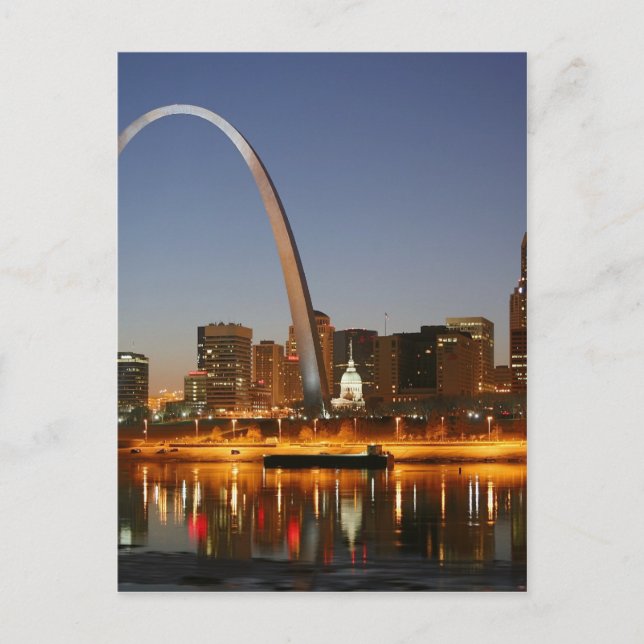 Gateway Arch St. Louis Mississippi bei Nacht Postkarte (Vorderseite)