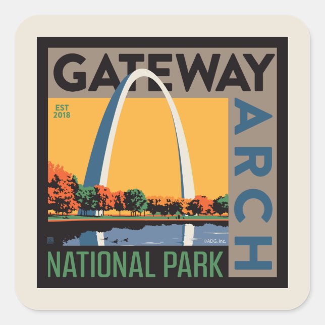 Gateway Arch | St. Louis, Missouri Quadratischer Aufkleber (Vorderseite)