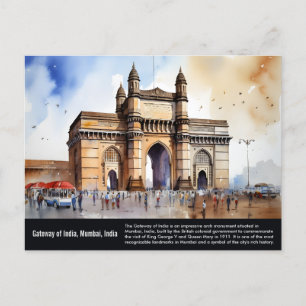 Gateway of India Mumbai Aquarellmalerei Postkarte