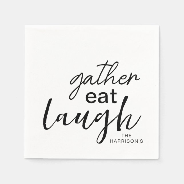 Gather Eat Laugh Personalisiert Serviette (Vorderseite)