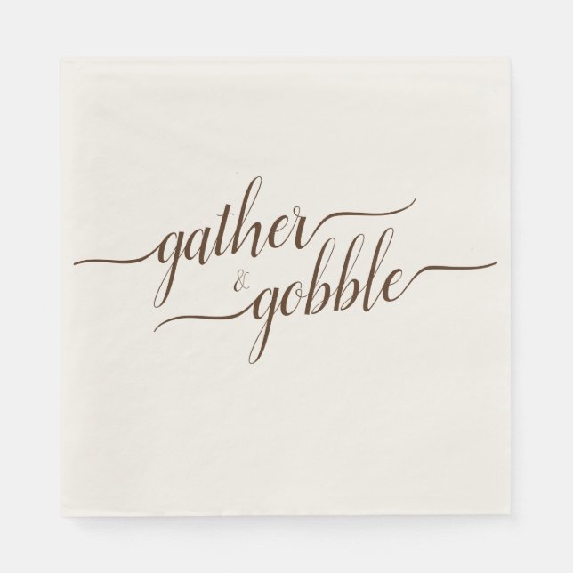 Gather & Gobble Elegantes Erntedank Abendessen Serviette (Vorderseite)
