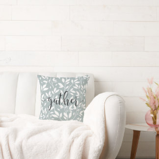 Gather Script Floral Country Green Kissen