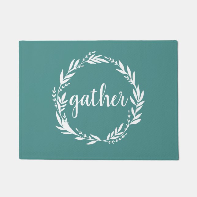 Gather Wreath Farmhouse Türkis Fußmatte (Vorderseite)