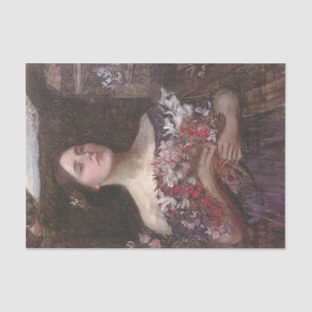 Gather Ye Rosenknospe oder Ophelia (Studie) - ca.  Seidenpapier (Vorderseite)