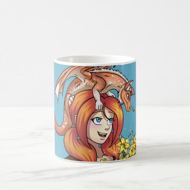 Gathering Flowers with a Dragon Kaffeetasse (Mittel)