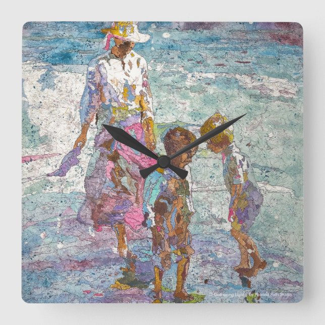 Gathering Light © – Feine Kunstwanduhr Quadratische Wanduhr (Vorderseite)