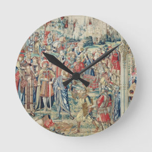 Gathering the Booty, Tapestry of David and Bathshe Runde Wanduhr