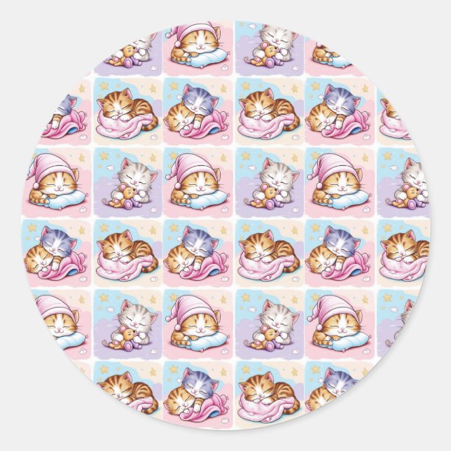 Gatito de Sueños Classic Round Runder Aufkleber (Vorderseite)