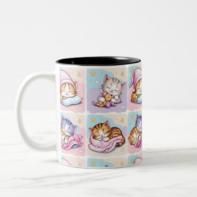 Gatito de Sueños Two-Tone Coffee Mug (Gauche)