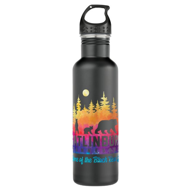 Gatlinburg Tennessee Bär Große rauchige Berge Ti Edelstahlflasche (Vorderseite)
