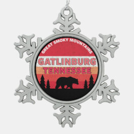 Gatlinburg Tennessee Great Smoky Mountains Schneeflocken Zinn-Ornament