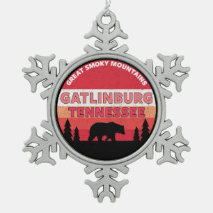 Gatlinburg Tennessee Great Smoky Mountains Schneeflocken Zinn-Ornament