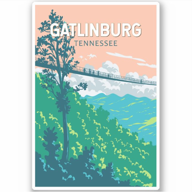 Gatlinburg Tennessee Illustration Kunst, Dichtung  Aufkleber (Vorderseite)