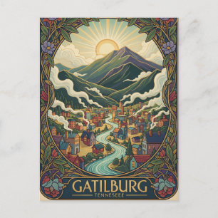 Gatlinburg Tennessee Illustration Vintage-Design Postkarte