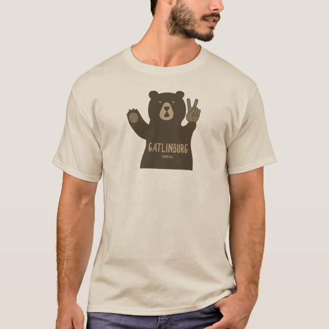 Gatlinburg Tennessee Peace Bear T-Shirt (Vorderseite)
