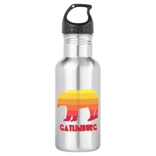 Gatlinburg Tennessee Rainbow Bear Edelstahlflasche (Vorderseite)