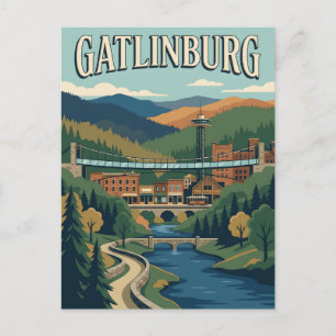 Gatlinburg Tennessee Smokies Vintage Reiseposter Postkarte