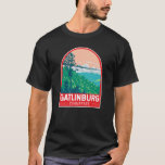 Gatlinburg Tennessee Travel Art Emblem T-Shirt<br><div class="desc">Gatlinburg retro vector travel design. Gatlinburg is a charming mountain town nestled at the gateway to Great Smoky Mountains National Park,  known for its scenic views,  cozy cabins,  hiking trails,  and family attractions.</div>