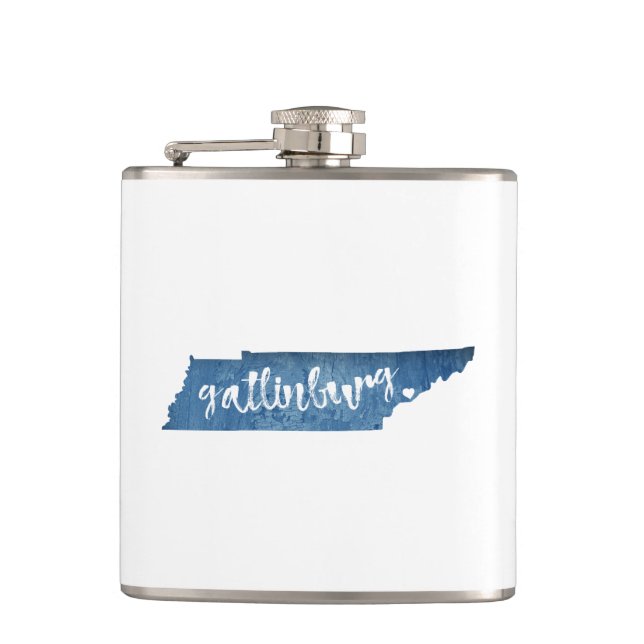 Gatlinburg Tennessee Wood Grain Flachmann (Vorderseite)
