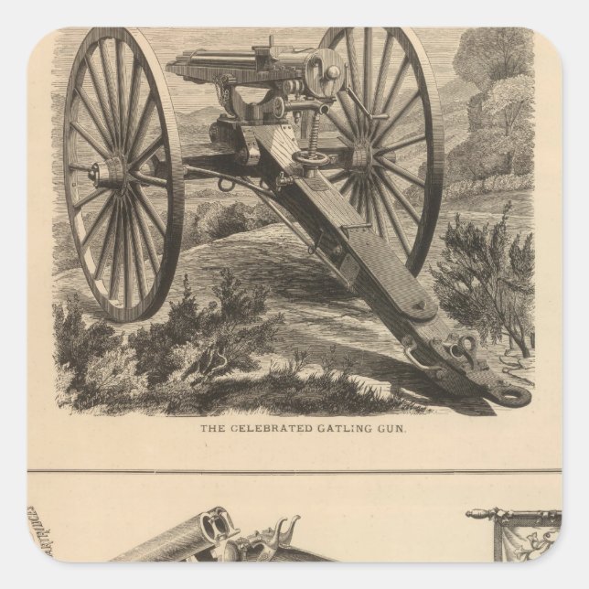 Gatling Gun Company Schuyler, Hartley und Graham Quadratischer Aufkleber (Vorderseite)