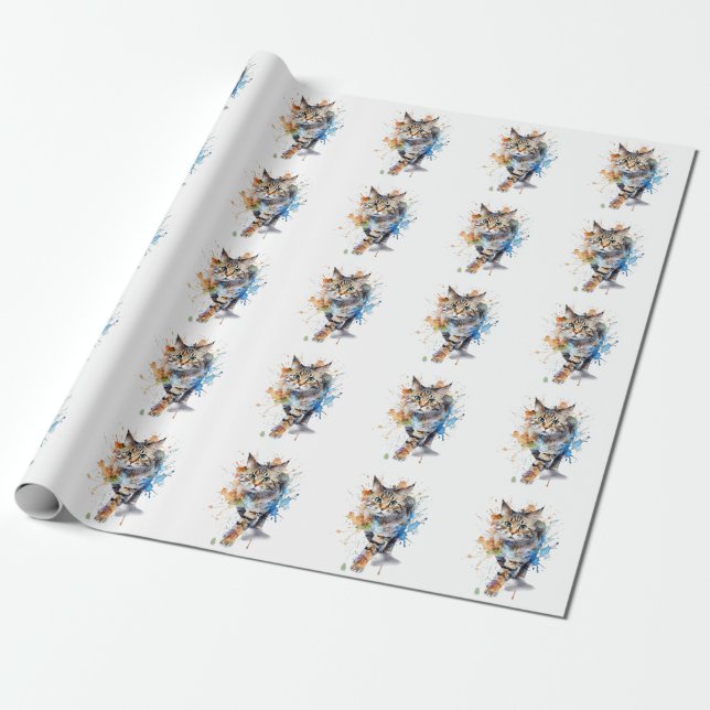 Gato en movimiento: belleza y gracia geschenkpapier (Ungerollt)