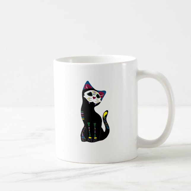 "Gato Muerto" Dia De Los Muertos Cat Kaffeetasse (Rechts)