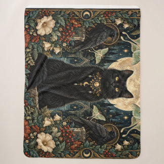Gato Negro Gótico Celestial con Luna y Cuervos. Sherpadecke