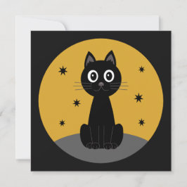 Gato negro sentado viendo las estrellas einladung