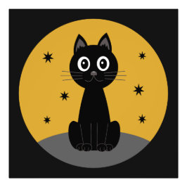 Gato negro sentado viendo las estrellas fotodruck
