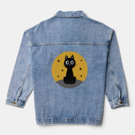 Gato negro sentado viendo las estrellas jeansjacke