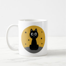 Gato negro sentado viendo las estrellas kaffeetasse