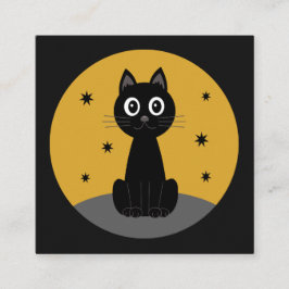 Gato negro sentado viendo las estrellas quadratische visitenkarte