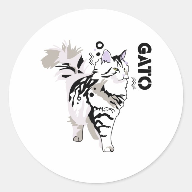 Gato Runder Aufkleber (Vorderseite)