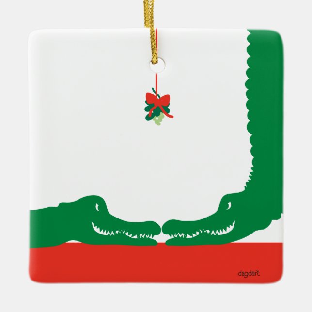 Gator Christmas Kiss Keramikornament (Vorderseite)