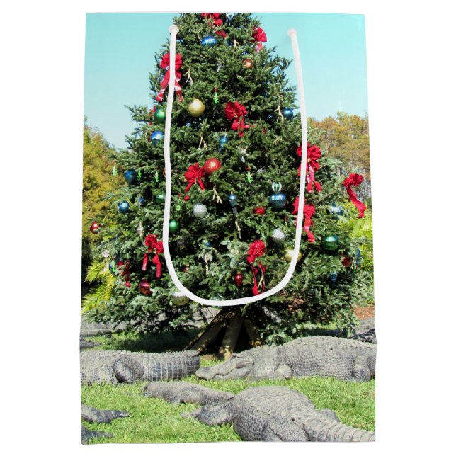Gator Christmas Tree - Mittelweihnachtliche Gesche Mittlere Geschenktüte (Rückseite)