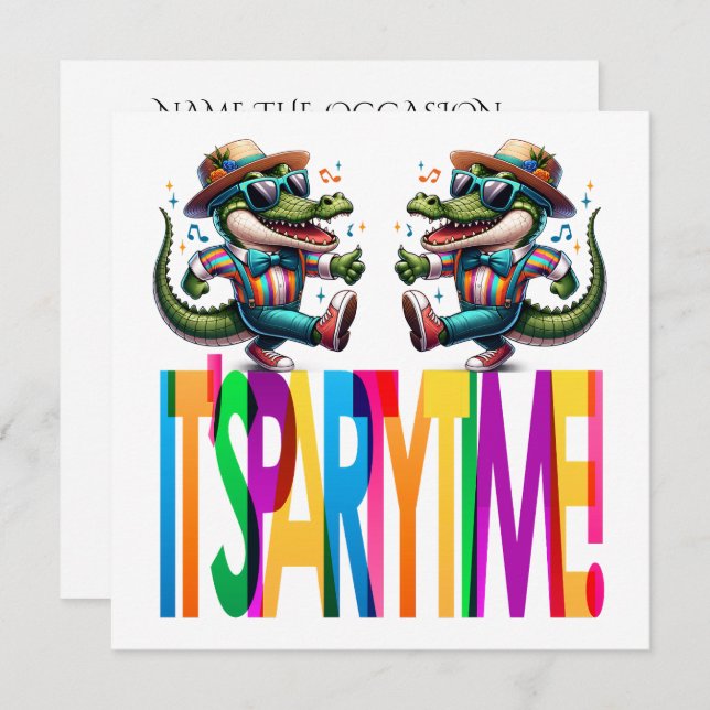 Gator-Party-Zeit Einladung (Vorne/Hinten)