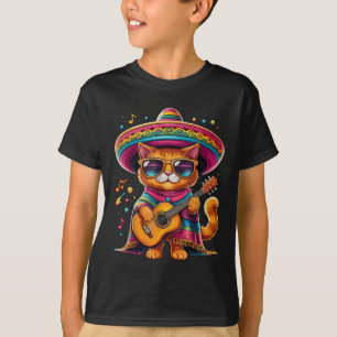 Gatos Before Vatos Mexican Cat Poncho Fiesta Cinco T-Shirt