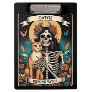 Gatos Before Vatos Tarot Karte   Skelett Frau Klemmbrett