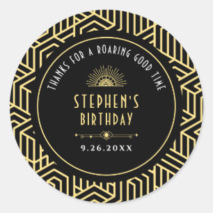 Gatsby 1920er Art Deco Geburtstagsparty Danke Runder Aufkleber