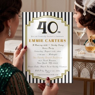 Gatsby 40. Geburtstag Fancy Dress Einladungskarte