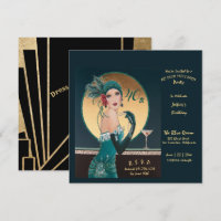 Gatsby Art Deco 40. Geburtstags-Party Einladungen