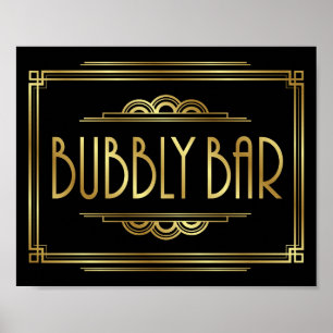 Gatsby Art Deco BUBBLY BAR Sign Print Poster