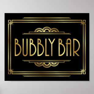 Gatsby Art Deco BUBBLY BAR Sign Print Poster