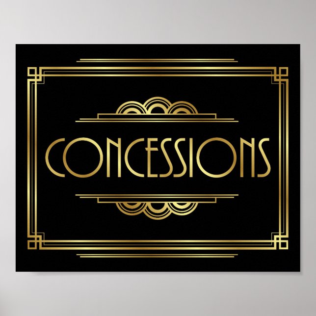 Gatsby Art Deco CONCESSIONS Signieren Print Poster (Vorne)